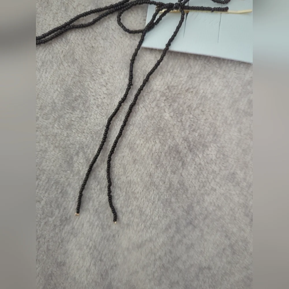 NWT Free People Black Dainty Beaded Bow Pins